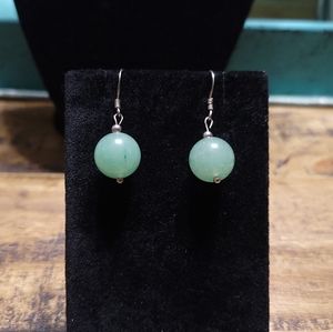 Sterling Silver Jade Ball Earrings